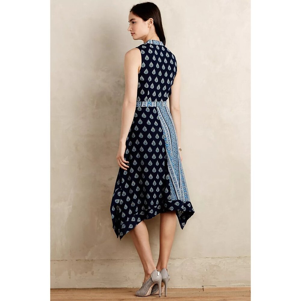 Anthropologie Maeve Paisley Asymmetrical Midi Dress 0 | Boho Eclectic Maximalist - Picture 7 of 16